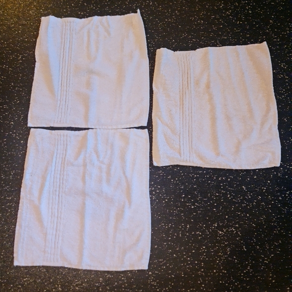 Washcloths White Turkish Luxury Collection 65% Cotton 35% Modal Like New Set/3 - Picture 2 of 6